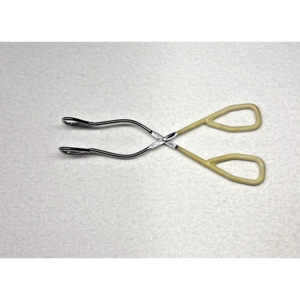 EKCO Vintage Scissor Serving Tongs Cream Coated Handles Metal Kitchen 10.5"